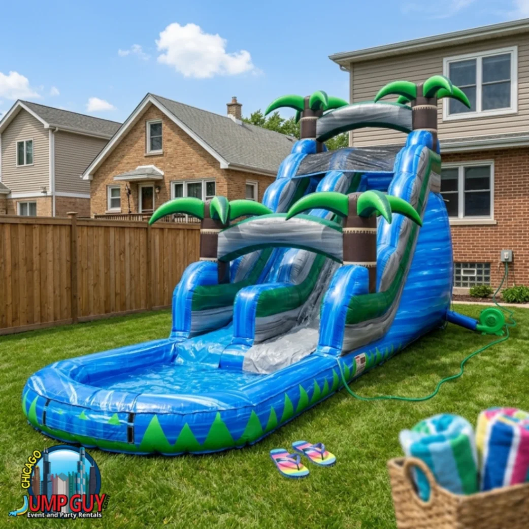 20Ft Blue Crush Water Slide Summer Standard rental for Bartlett IL events in ZIP code 60103