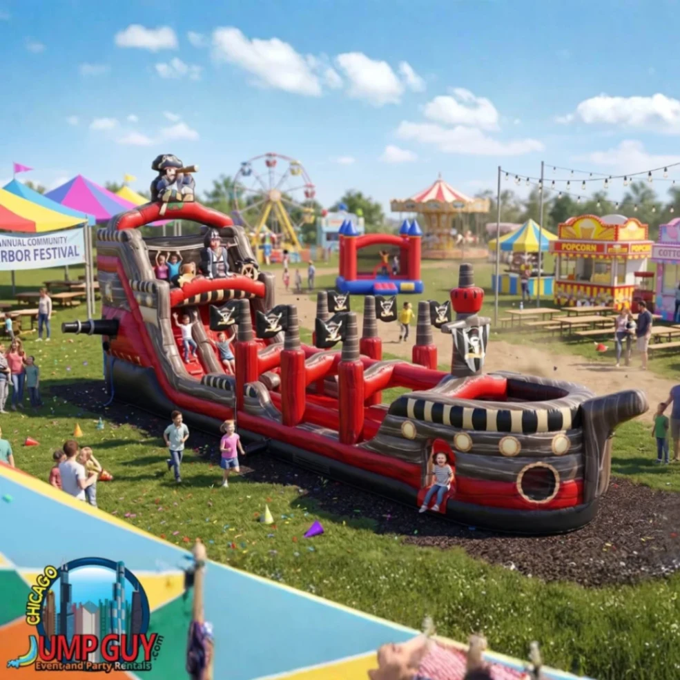 22Ft Black Pearl Dual Lane Pirate Water Slide rental for Bartlett IL events in ZIP code 60103