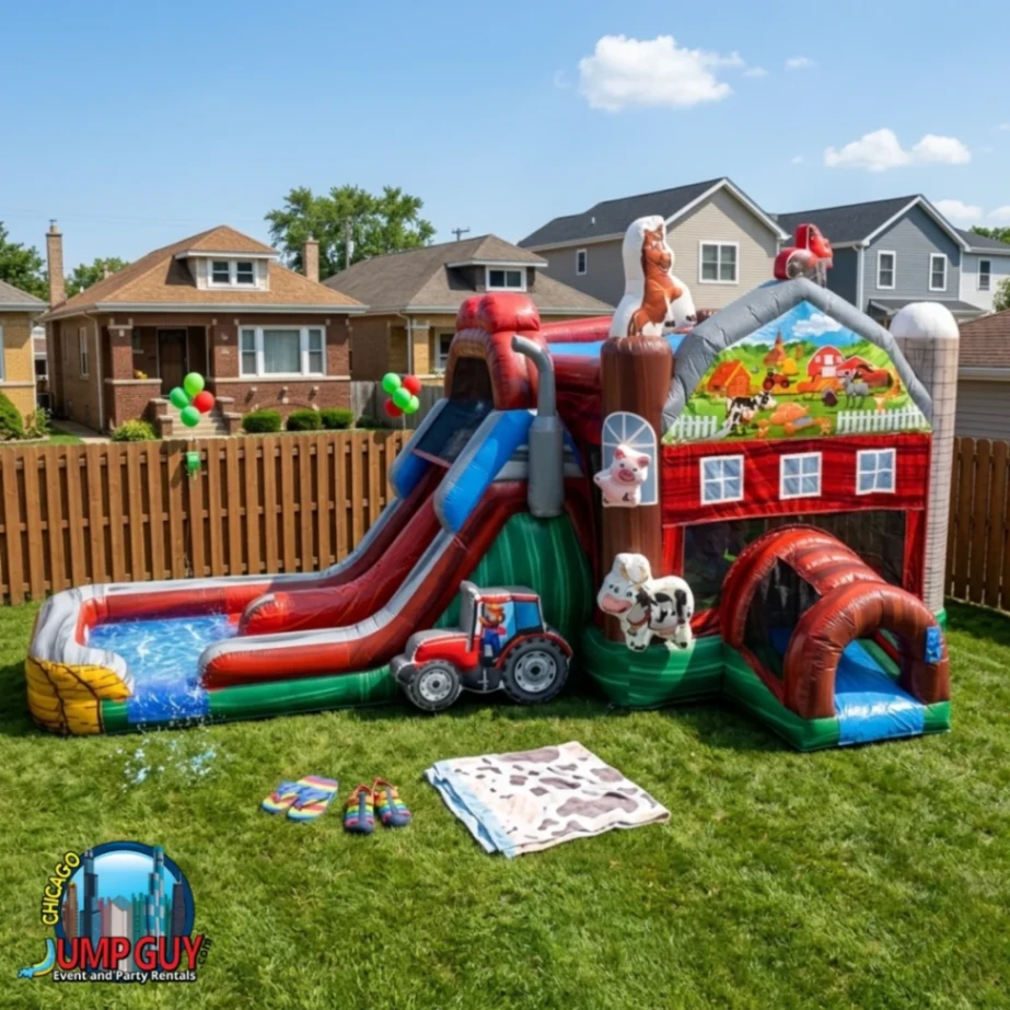 Barnyard Farm Bounce Slide Wet Featured rental for Bartlett IL events in ZIP code 60103