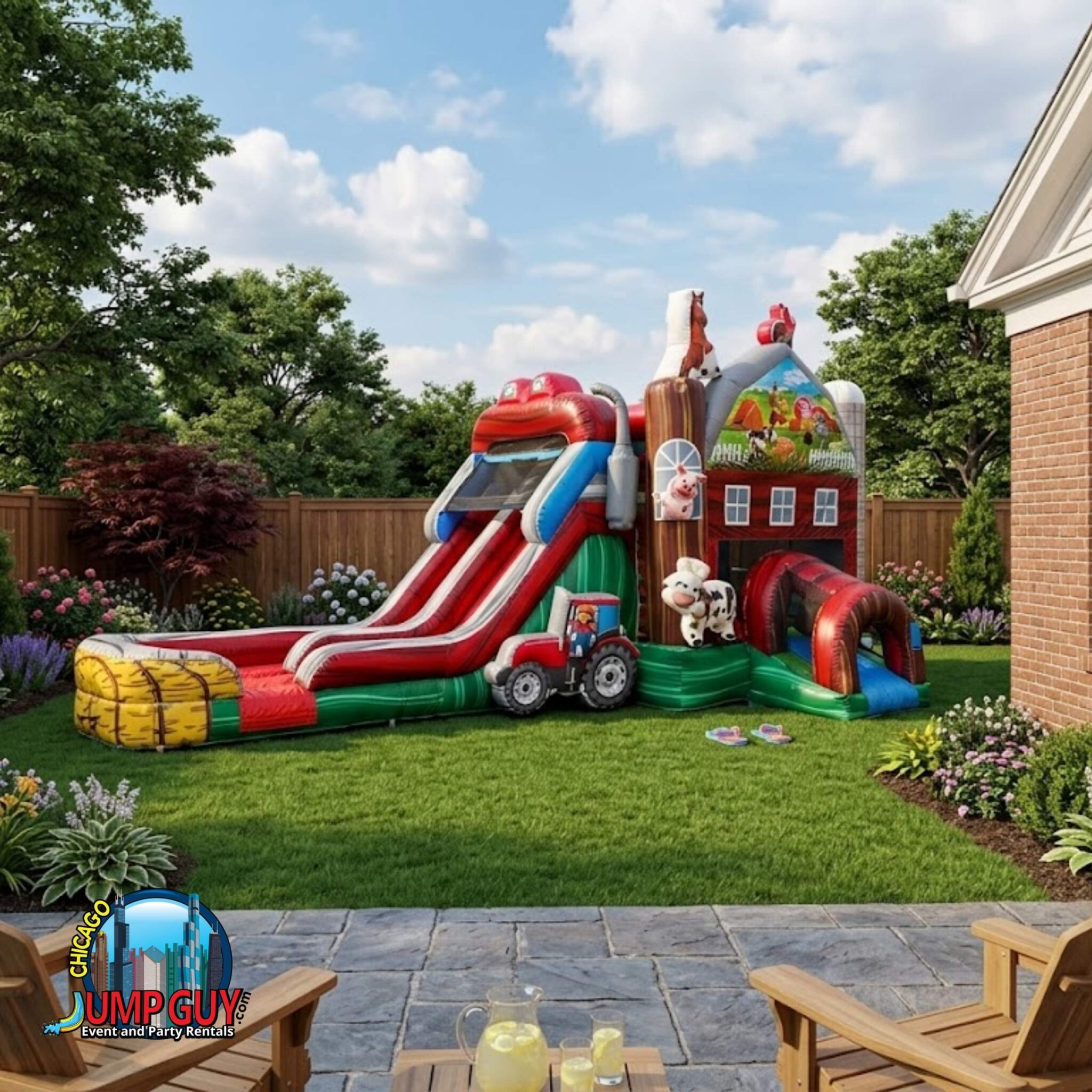 Barnyard Farm Bounce Slide Wet rental for Bartlett IL events in ZIP code 60103