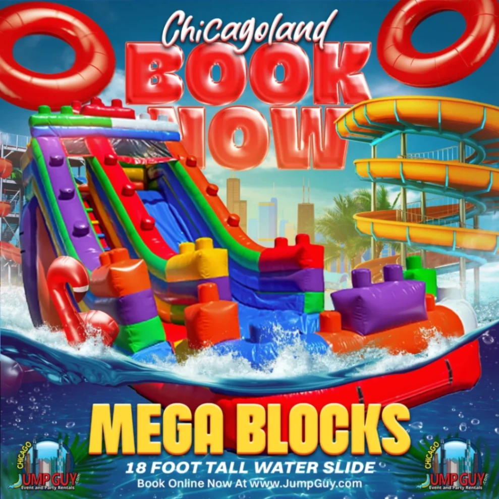 Mega Blocks 18Ft Water Slide rental for Bartlett IL events in ZIP code 60103