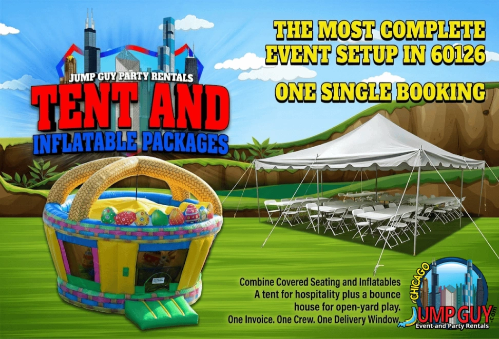 Tent And Inflatable Package Grid rental for Bartlett IL events in ZIP code 60103